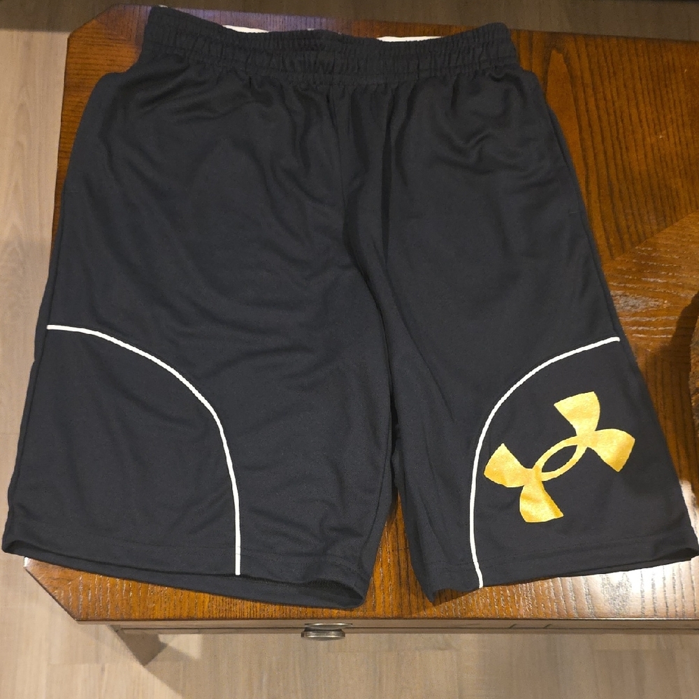 Under Armour Men's Black and Gold Athletic Shorts